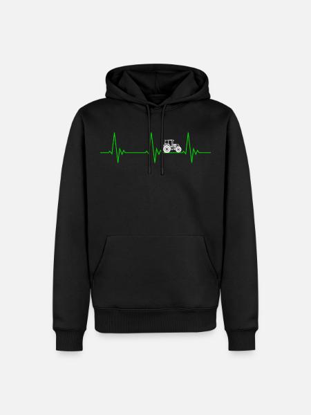 Herzschlag Traktor Landwirtschaft - Männer Premium Bio Hoodie - Schwarz