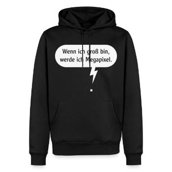 Wenn Ich Groß Bin, Werde Ich Megapixel. (Pixel, W) - Männer Premium Bio Hoodie - Schwarz - Vorne - Nico (187cm)