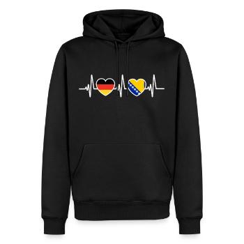 Drapeaux de l’Allemagne et de la Bosnie-Herzégovine - Sweat à capuche Premium bio Homme - noir - Devant - Nico (187cm)