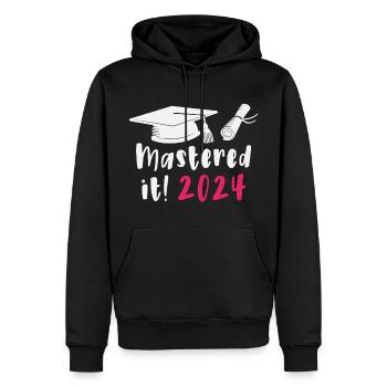 Mastered 2024 Diplôme de Master Diplômé 2024 - Sweat à capuche Premium bio Homme - noir - Devant - Nico (187cm)