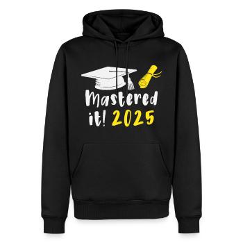 Gemeistert 2025 Master Abschluss Graduiert 2025 - Männer Premium Bio Hoodie - Schwarz - Vorne - Nico (187cm)