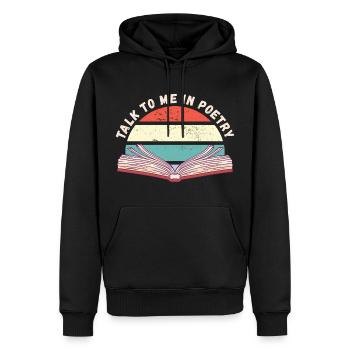 Parle-moi en poésie - Sweat à capuche Premium bio Homme - noir - Devant - Nico (187cm)