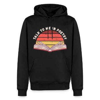 Parle-moi en poésie - Sweat à capuche Premium bio Homme - noir - Devant - Nico (187cm)