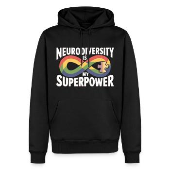 La neurodiversité est mon superpouvoir - Sweat à capuche Premium bio Homme - noir - Devant - Nico (187cm)