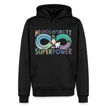La neurodiversité est mon superpouvoir - Sweat à capuche Premium bio Homme - noir - Devant - Nico (187cm)