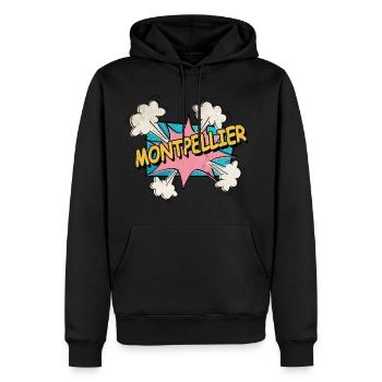 Montpellier Frankreich Stadt Schrift Pop Art Comic - Männer Premium Bio Hoodie - Schwarz - Vorne - Nico (187cm)