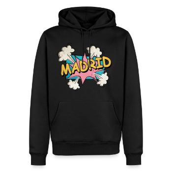 Madrid Spanien Stadt Schrift Pop Art Comic - Männer Premium Bio Hoodie - Schwarz - Vorne - Nico (187cm)