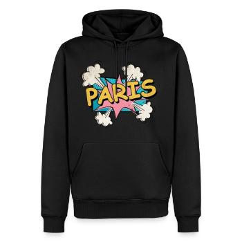 Paris France City Font Pop Art Comic - Men’s Premium Organic Hoodie - black - Front - Nico (187cm)