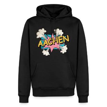 Aachen Deutschland Stadt Schrift Pop Art Comic - Männer Premium Bio Hoodie - Schwarz - Vorne - Nico (187cm)
