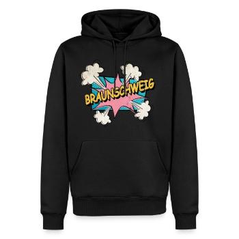 Braunschweig Germany Font Pop Art Comic - Men’s Premium Organic Hoodie - black - Front - Nico (187cm)