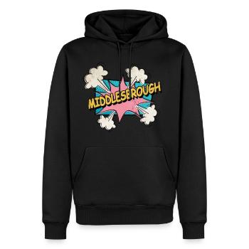 Middlesbrough England Stadt Schrift Pop Art Comic - Männer Premium Bio Hoodie - Schwarz - Vorne - Nico (187cm)