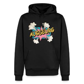 Augsburg Germany City Font Pop Art Comic - Men’s Premium Organic Hoodie - black - Front - Nico (187cm)