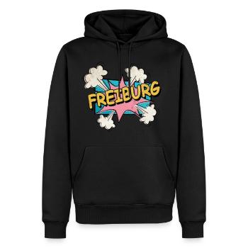 Freiburg Allemagne City Font Pop Art Comic - Sweat à capuche Premium bio Homme - noir - Devant - Nico (187cm)