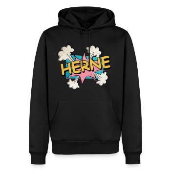 Herne Allemagne City Font Pop Art Comic - Sweat à capuche Premium bio Homme - noir - Devant - Nico (187cm)