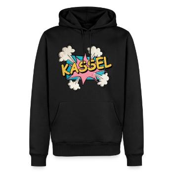 Kassel Deutschland Stadt Schrift Pop Art Comic - Männer Premium Bio Hoodie - Schwarz - Vorne - Nico (187cm)