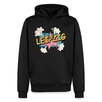 Leipzig Allemagne Ville Police Pop Art Comic - Sweat à capuche Premium bio Homme - noir - Devant - Nico (187cm)