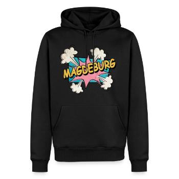 Magdeburg Deutschland Stadt Schrift Pop Art Comic - Männer Premium Bio Hoodie - Schwarz - Vorne - Nico (187cm)