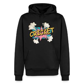 Cricket Pop Art Cartoon Comic Schrift Sport - Männer Premium Bio Hoodie - Schwarz - Vorne - Nico (187cm)