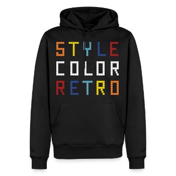 Style - Color - Retro - weiss - Männer Premium Bio Hoodie - Schwarz - Vorne - Nico (187cm)
