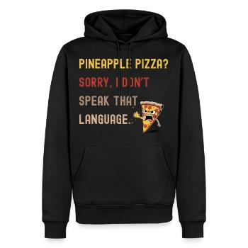 Anti-pineapple pizza design for pizza lovers - Men’s Premium Organic Hoodie - black - Front - Nico (187cm)