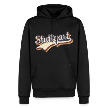 Deutschland Stuttgart Vintage Retro Typografie - Männer Premium Bio Hoodie - Schwarz - Vorne - Nico (187cm)