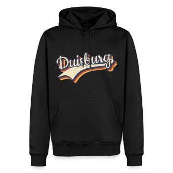 Deutschland Duisburg Vintage Retro Typografie - Männer Premium Bio Hoodie - Schwarz - Vorne - Nico (187cm)