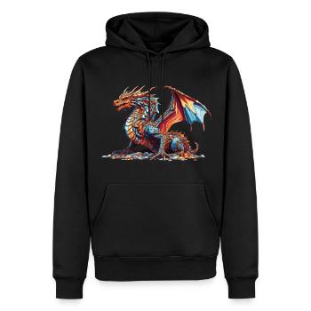 Drache anime manga blau bunt - Männer Premium Bio Hoodie - Schwarz - Vorne - Nico (187cm)