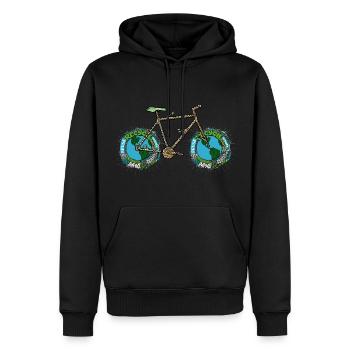 Planet Bike, Ästhetisches grünes Planet Earth Fahrrad - Männer Premium Bio Hoodie - Schwarz - Vorne - Nico (187cm)