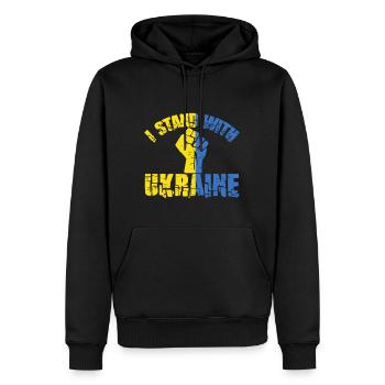 Soutenez l’Ukraine avec Je soutiens l’Ukraine - Sweat à capuche Premium bio Homme - noir - Devant - Nico (187cm)