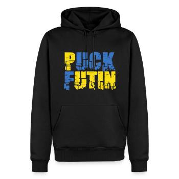 Soutenez l’Ukraine avec une chemise drôle de Puck Futin - Sweat à capuche Premium bio Homme - noir - Devant - Nico (187cm)