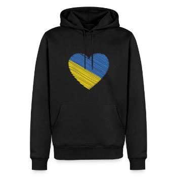 Unterstütze die Ukraine mit I Love Ukraine Herz - Männer Premium Bio Hoodie - Schwarz - Vorne - Nico (187cm)