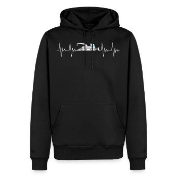 Pistenraupe Herzschlag Pisten Fahrzeug ausgefüllt - Männer Premium Bio Hoodie - Schwarz - Vorne - Nico (187cm)