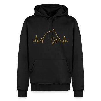 Pferde Herzschlag - Pferdeliebe - Männer Premium Bio Hoodie - Schwarz - Vorne - Nico (187cm)