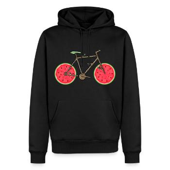 Wassermelonenfahrrad, Fruchtfahrrad, Fruchtfahrrad Kawaii - Männer Premium Bio Hoodie - Schwarz - Vorne - Nico (187cm)