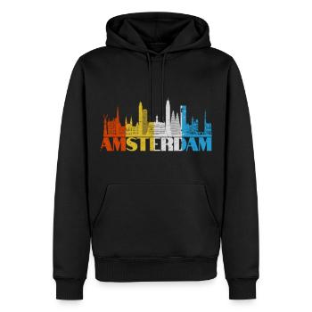 Amsterdam T-shirt Pays-Bas Souvenir Hollande - Sweat à capuche Premium bio Homme - noir - Devant - Nico (187cm)