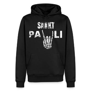 St Pauli. Éventail St pauli Éventail Paulianer Hamburger - Sweat à capuche Premium bio Homme - noir - Devant - Nico (187cm)