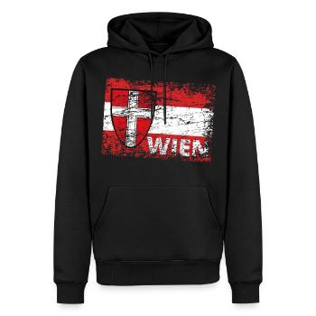 WIEN Vienna / Österreich / Wiener / Wien ist ... - Männer Premium Bio Hoodie - Schwarz - Vorne - Nico (187cm)