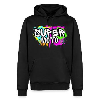 Supermoto / Supermotard / Supermoto Wheelie Biker - Sweat à capuche Premium bio Homme - noir - Devant - Nico (187cm)