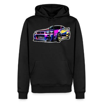 Jdm / Tuning / Turbolader / Felgen / Chiptuning - Männer Premium Bio Hoodie - Schwarz - Vorne - Nico (187cm)