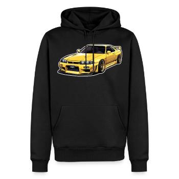 JDM R33 Car Motif Voitures de rêve japonaises des années 90 - Sweat à capuche Premium bio Homme - noir - Devant - Nico (187cm)