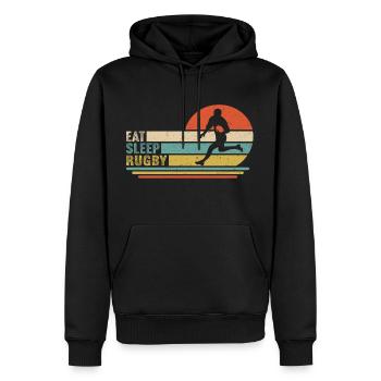 Manger Dormir Rugby - Sweat à capuche Premium bio Homme - noir - Devant - Nico (187cm)