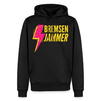 Bremsen Jammer – Klingt nach Arbeit! - Männer Premium Bio Hoodie - Schwarz - Vorne - Nico (187cm)