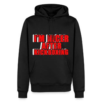 Funny Kickboxer Fighter Kickboxing MMA Sports - Men’s Premium Organic Hoodie - black - Front - Nico (187cm)