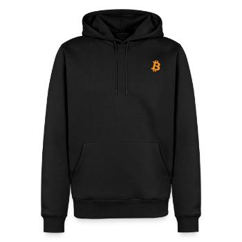 Bitcoin Logo - Männer Premium Bio Hoodie - Schwarz - Vorne - Nico (187cm)
