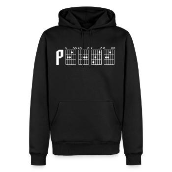 Peace through the power of a guitar chord - Men’s Premium Organic Hoodie - black - Front - Nico (187cm)
