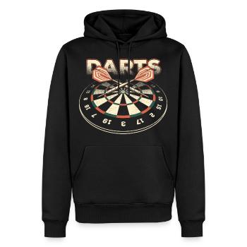 Darts 3D - Dart T-Shirts RAHMENLOS - Sport Club - Männer Premium Bio Hoodie - Schwarz - Vorne - Nico (187cm)