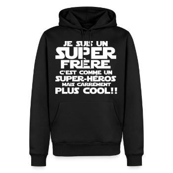 c'est comme un super-héroS(frère) - Sweat à capuche Premium bio Homme - noir - Devant - Nico (187cm)