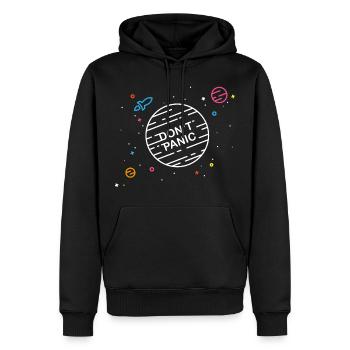 Don't Panic - Männer Premium Bio Hoodie - Schwarz - Vorne - Nico (187cm)