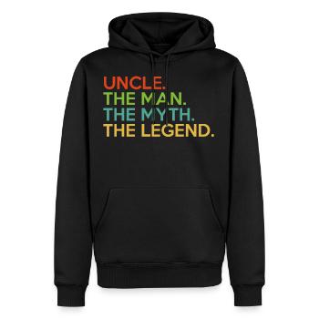 Oncle. L'homme. Le mythe. La légende. Super oncle - Sweat à capuche Premium bio Homme - noir - Devant - Nico (187cm)