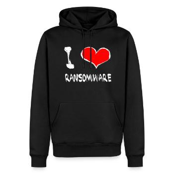 J'aime le ransomware - Sweat à capuche Premium bio Homme - noir - Devant - Nico (187cm)